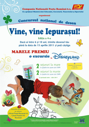 Poşta Română organizează Concursul naţional de desen "Vine, vine Iepuraşul!"