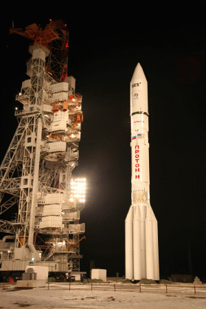SES-4, cel de-al 50-lea satelit spaţial al flotei globale SES, după lansarea de pe ILS Proton