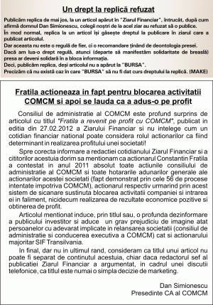 Un drept la replică refuzat