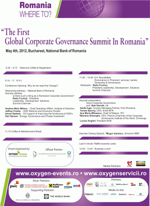 Primul summit global al guvernanţei corporate din ţară
