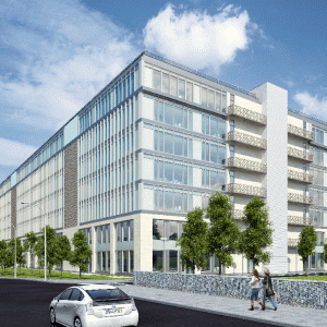 Prima fază a proiectului Floreasca Park, clădirea B se vede în faţă, iar în spatele acesteia, clădirea A.