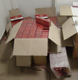 393.000 de pachete de ţigări confiscate de poliţiştii de frontieră, în primele două luni