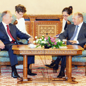 Nikolai Patruşev (stânga) şi Traian Băsescu