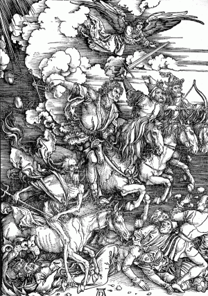 "Revelaţia lui Ioan, Cei patru călăreţi ai Apocalipsei" (1497-1498), Albrecht Durer