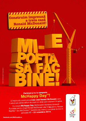 Mi-e poftă să fac bine! Împreună construim cea de a treia casă Ronald McDonald