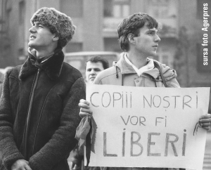 Revoluţia Română din decembrie 1989, revoluţionari pe străzile Capitalei.