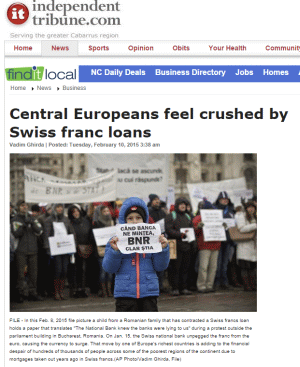 Cetăţenii din Europa Centrală şi de Est sunt "striviţi" de creditele ipotecare în franci elveţieni