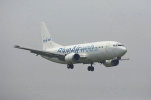 Condiţiile meteorologice, factor favorizant pentru ieşirea de pe pistă a avionului Blue Air