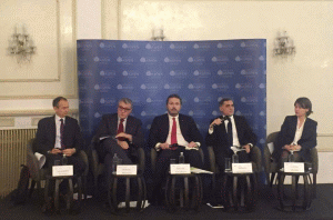 De la stânga la dreapta: Alessandro Sverzut, Roberto Musneci, Răzvan Nicolescu, Mihnea Constantinescu, Corina Murafa