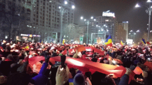 Protestul din Piaţa Victoriei, 12.02.2017 (Sursa foto: captură Youtube)