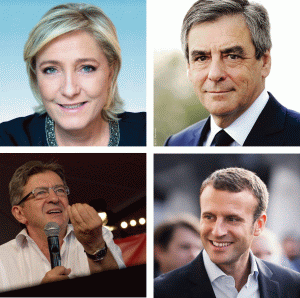 Marine Le Pen, Francois Fillon, Jean-Luc Melenchon şi Emmanuel Macron