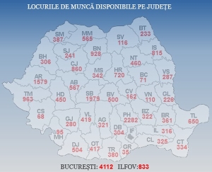 Harta locurilor de muncă disponibile (Sursa foto: ANOFM)