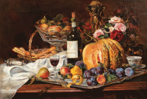 Theodor Aman - "Natură statică cu fructe şi vin franţuzesc"