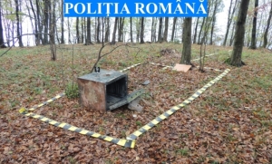 Seif furat şi abandonat în pădure (Sursa foto: Poliţia Română)