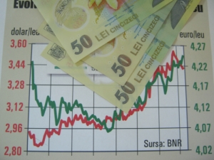 Euro a fost cotat la 4,5991 lei, peste referinţa de ieri