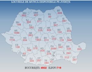 Harta locurilor de muncă disponibile la nivel naţional (Sursa foto: ANOFM)