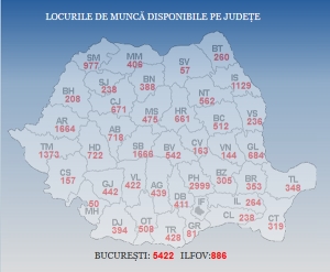 Harta locurilor de muncă disponibile la nivel naţional (Sursa foto: ANOFM)