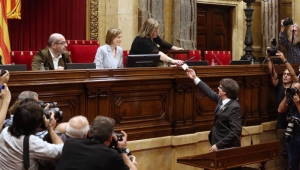 Carles Puigdemont, în Parlamentul Cataloniei (Sursa foto: Facebook)