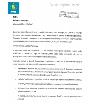 PNL a sesizat Avocatul Poporului privind modificarea Codului Fiscal