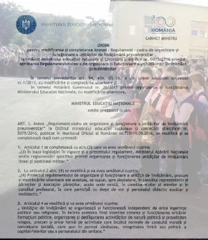 Valul reformelor a ajuns şi la regulamentul de organizare al şcolilor