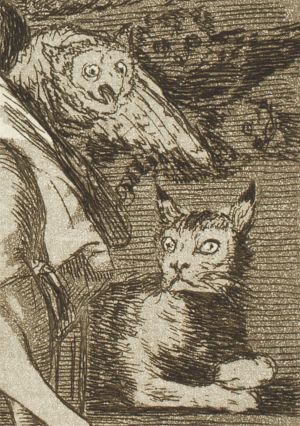 "Somnul raţiunii naşte monştri" (Detaliu) - Gravură (1797 - 1799), Francisco de Goya