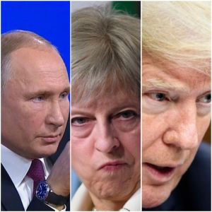 Vladimir Putin, Theresa May şI Donald Trump (Sursa foto: Twitter)