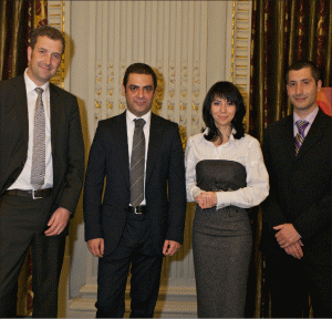 From left to right: Michael Bregulla, EMEA Relationship Manager GE Money, Berat Icinsel, General Manager of GarantiBank România, Angela Creţu, General Manager of Avon Romania and South-Eastern Europe, Răzvan Diraţian, Business Development Manager Avon.