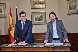 Pedro Sanchez şi Pablo Iglesias (sursă foto: Twitter)