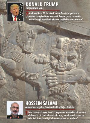 Basorelief "Lupta dintre taur şi leu" din Persepolis (Iran) - scenă interpretată divers, inclusiv ca simbol al Nowruz (Ziua Anului Nou Persan) - ziua echinocţiului de primăvară când se înfruntă taurul (personificarea Pământului) cu leul (personificarea Soarelui), într-o luptă eternă în care au puteri egale.