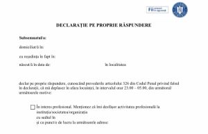Descarcă de aici noul model de declaraţie pe propria răspundere