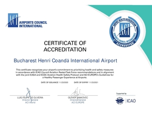Aeroportul Henri Coandă a primit acreditarea Consiliului Internaţional al Aeroporturilor pentru sănătate