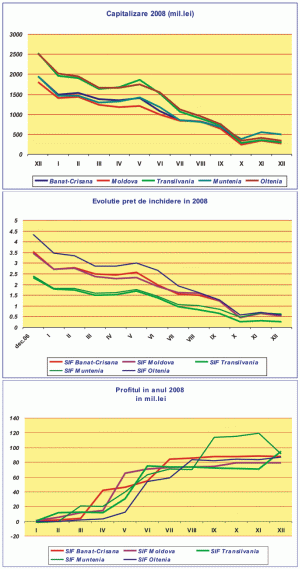 Societăţile de Investiţii Financiare - SIF- la 31.12.2008