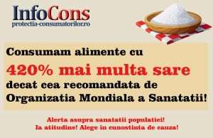 Consumăm alimente cu 420% mai multă sare decât cea recomandată de Organizaţia Mondială a Sănătăţii