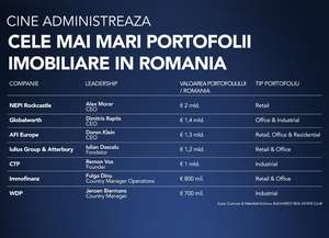 Cine deţine cele mai valoroase portofolii imobiliare din România