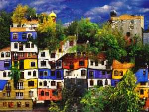 Complex de apartamente în Viena (Austria), realizat după proiectele arhitectului Hundertwasser.