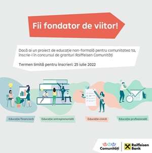 Raiffeisen Bank acordă finanţări nerambursabile totale de 500.000 de lei pentru proiecte de educaţie