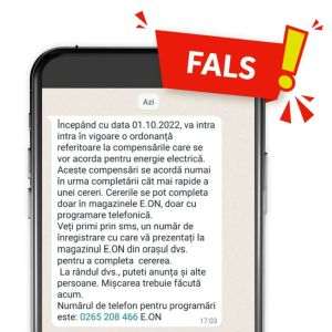 E.ON Energie atrage atenţia asupra unor mesaje false transmise în numele companiei