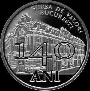 BNR va lansa în circuitul numismatic o monedă din argint cu tema "140 de ani de la înfiinţarea BVB"
