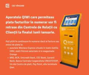 Facturile CEZ Vânzare vor putea fi achitate doar folosind cardul în Centrele de Relaţii cu Clienţii ale furnizorului