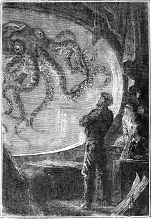 Alphonse-Marie-Adolphe de Neuville (18361885) şi Édouard Riou (18331900) / "Caăpitanul Nemo priveşte la o caracatiţă uriaşă ", ilustraţie la "20.000 de leghe sub mări", de Jules Verne. NOTĂ: Cuvântul "nemo", în limba latină, înseamnă "nimeni". Pentru o companie, numele de "Nemo Express" nu este cel mai fericit, pentru că înseamnă "Nimeni Express"...