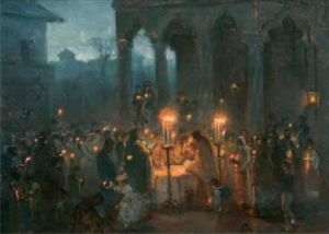 Theodor Aman (1831 - 1891): "Slujba Învierii la Stavropoleos"