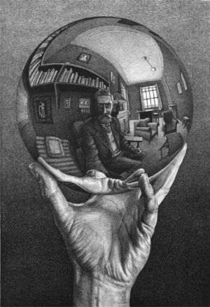 M.C.Escher (1898-1972), "Mână cu sferă"