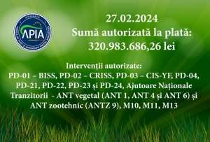 APIA: Peste 320 milioane lei autorizate la plată 