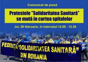 Federaţia Solidaritatea Sanitară anunţă pichetarea spitalelor