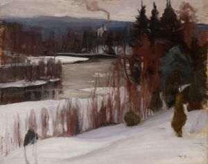Wilho Sjöström - Vedere de iarnă din Inha, 1905