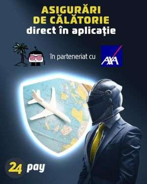 24pay integrează în aplicaţie serviciul de asigurare de călătorie, în parteneriat cu Senflua şi AXA Partners