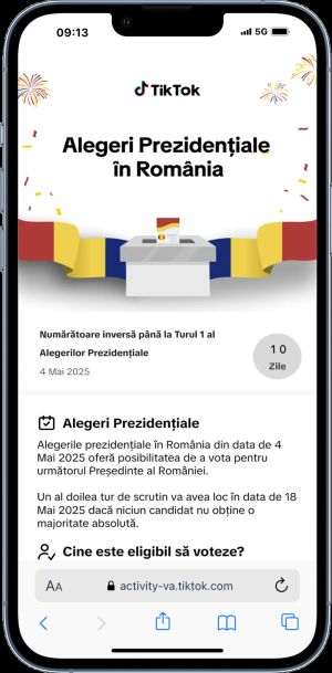 Măsurile TikTok pentru a proteja integritatea platformei pe parcursul alegerilor din România