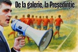 De când a câştigat Simion primul tur, toţi fotbaliştii vor să joace pe dreapta. Ilustraţie de MAKE.
