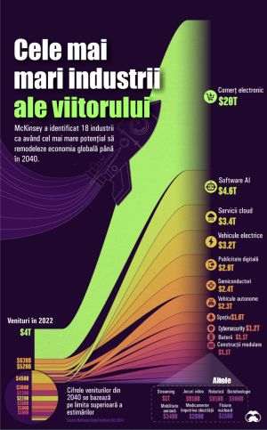 Top industrii care vor remodela economia globală: comerţ electronic, AI, servicii cloud, vehicule electrice