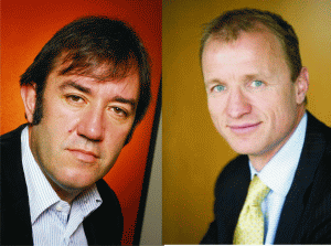 Thierry Millet (stânga), noul CEO al "Orange" România şi Olaf Swantee (dreapta), SEVP France Telecom.